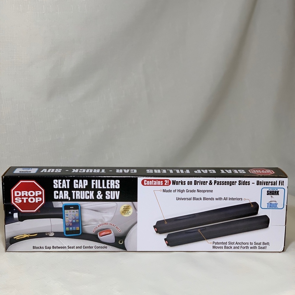NWT Drop Stop Original Car Seat Gap Filler Shark Tank Seat Console Organizer Set - Picture 11 of 16